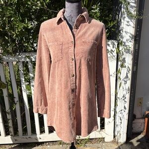 How Very Loved Dusky Pink Corduroy Shirt Dress